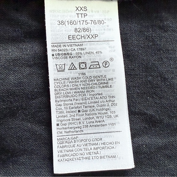 GAP Black Linen Blend Tiered Midi Dress XXS | XS Spaghetti Strap - Picture 9 of 12